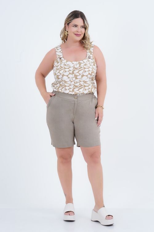 Regata Plus Size Feminino Linho Lina