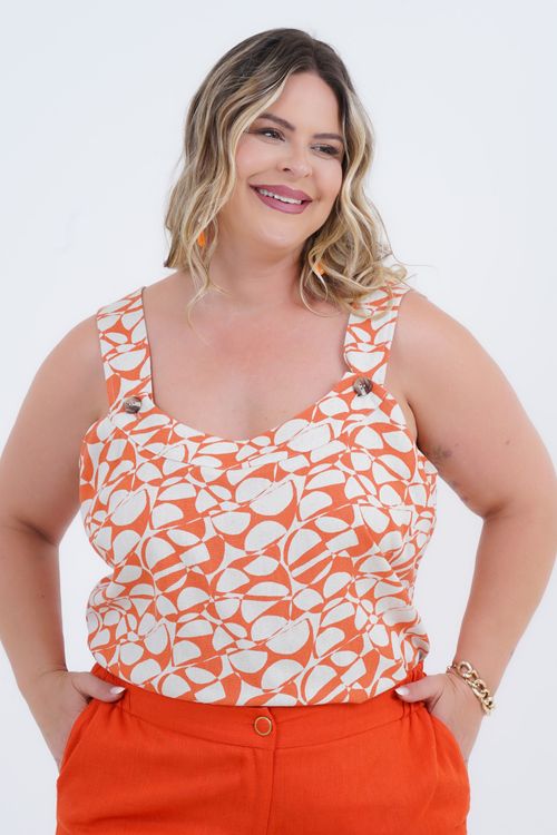 Regata Plus Size Feminino Linho Lina