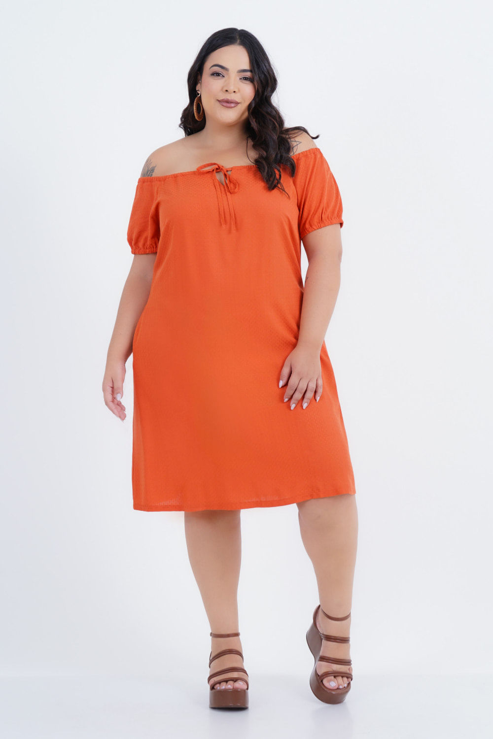 Vestido Plus Size Feminino Ombros Médio