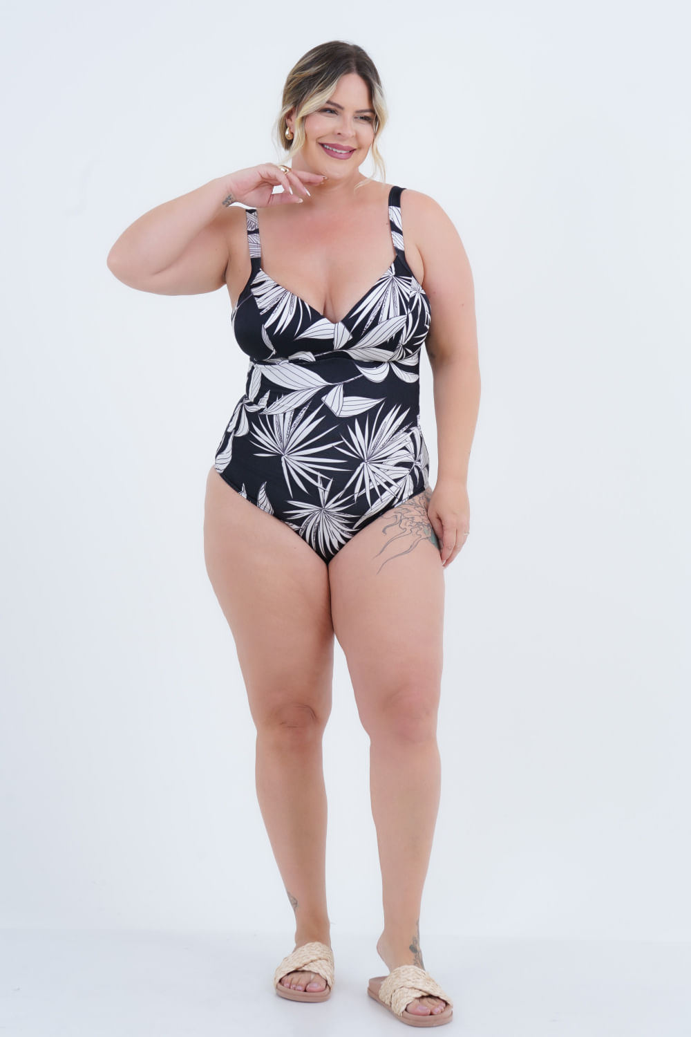 Maiô Plus Size Feminino Estampado Beira-Mar