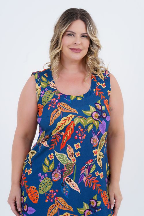Vestido Plus Size Feminino Midi Horto