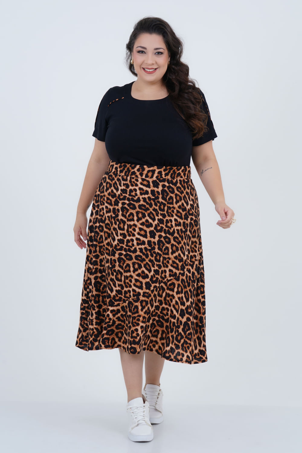 Blusa Plus Size Feminino Manga Curta Coragem