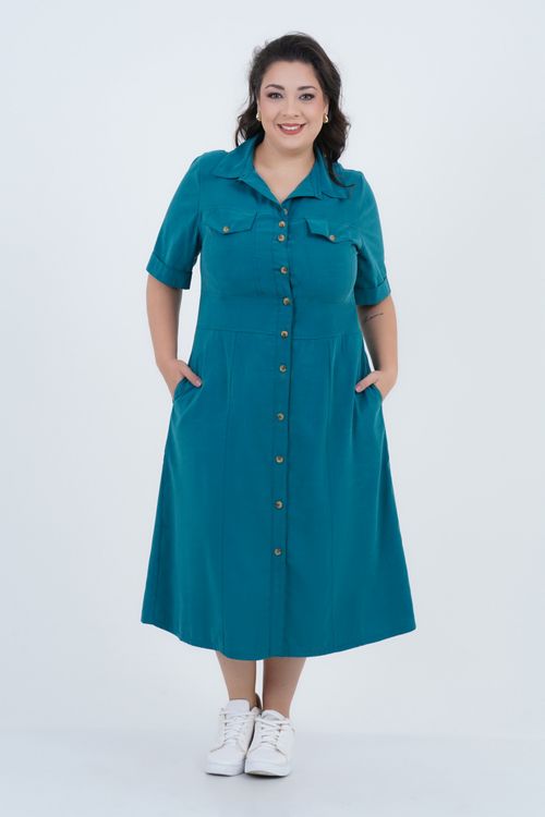 Vestido Plus Size Feminino Midi Lenha
