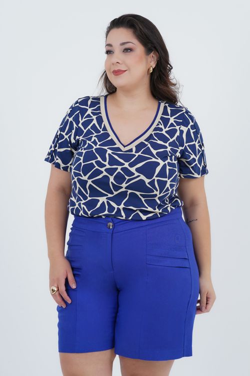 Blusa Plus Size Feminino Manga Curta Líquido