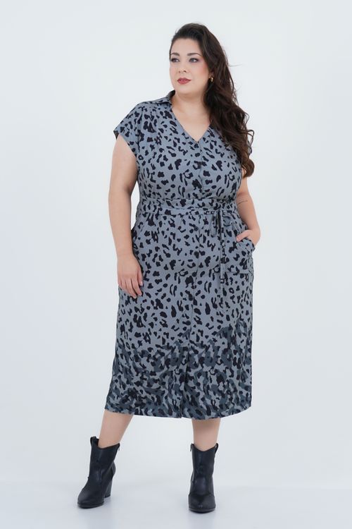 Vestido Plus Size Feminino Midi Esbelto