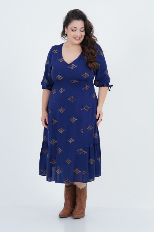 Vestido Plus Size Feminino Midi Laise Sonho