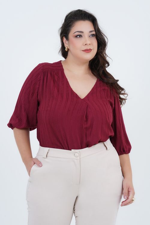 Blusa Plus Size Feminino Manga 3/4 Fábula