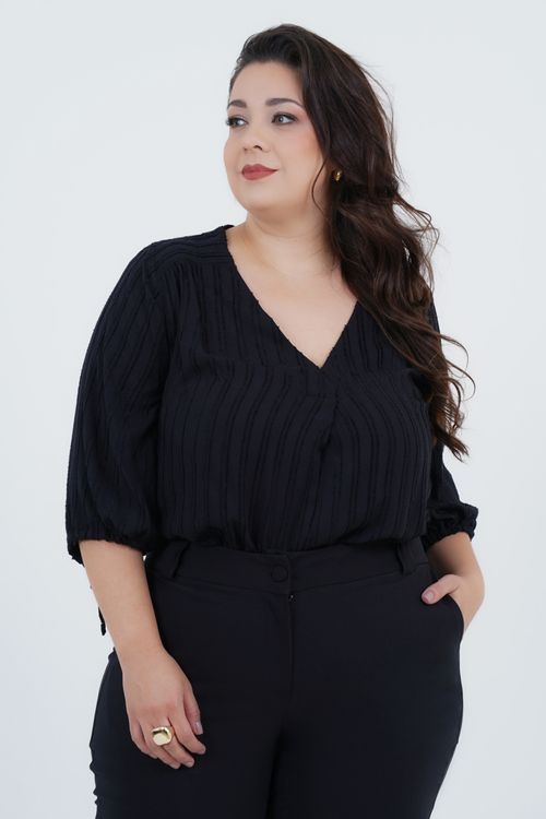 Blusa Plus Size Feminino Manga 3/4 Fábula