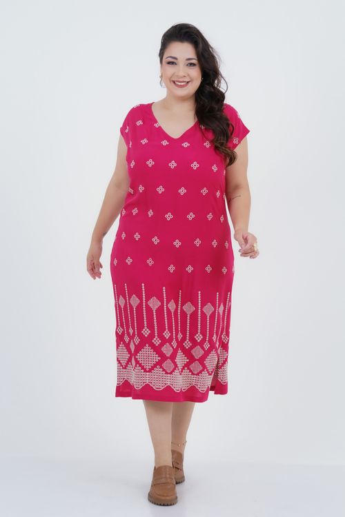 Vestido Plus Size Feminino Midi Laise Delta