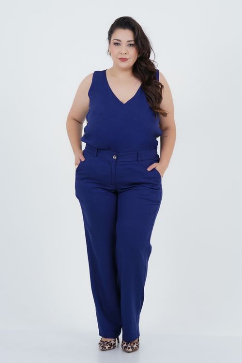 Calça Plus Size Feminino Reta Linho Carinho