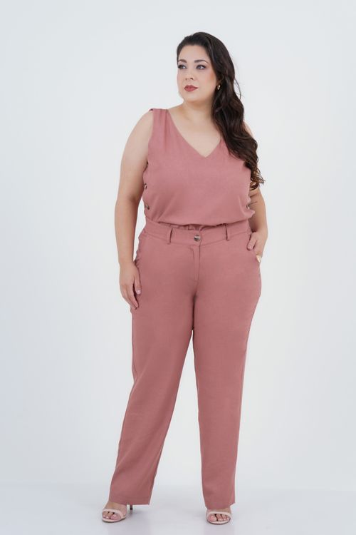 Calça Plus Size Feminino Reta Linho Carinho