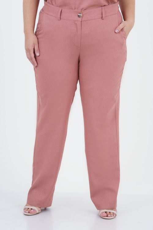 Calça Plus Size Feminino Reta Linho Carinho