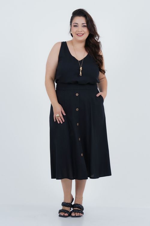 Saia Plus Size Feminino Midi Linho Alma