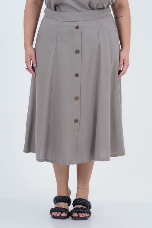 Saia Plus Size Feminino Midi Linho Alma
