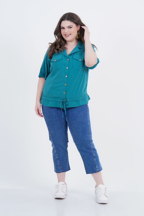 Blusa Plus Size Feminino Manga 3/4 Selva