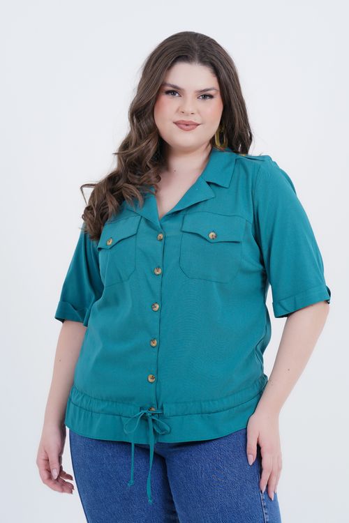 Blusa Plus Size Feminino Manga 3/4 Selva