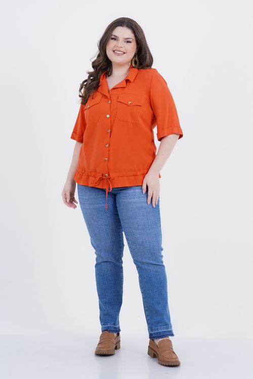 Blusa Plus Size Feminino Manga 3/4 Selva