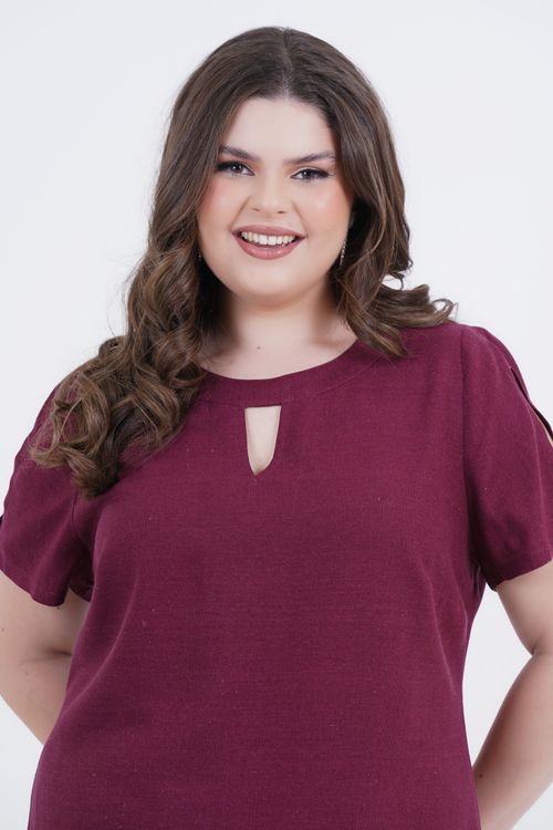Vestido Plus Size Feminino Médio Linho Beleza