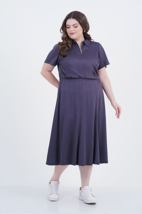 Vestido Plus Size Feminino Midi Delineado