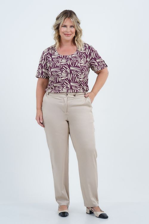 Blusa Plus Size Feminino Manga Curta Desenho