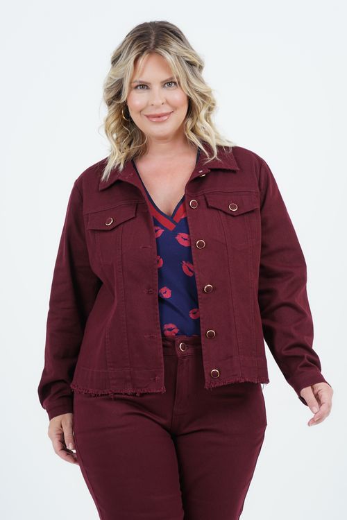 Jaqueta Plus Size Feminino Manga Longa Sarja Bosque
