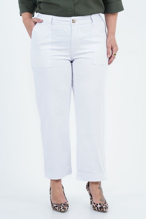 Calça Plus Size Feminino Cropped Sarja Caribe