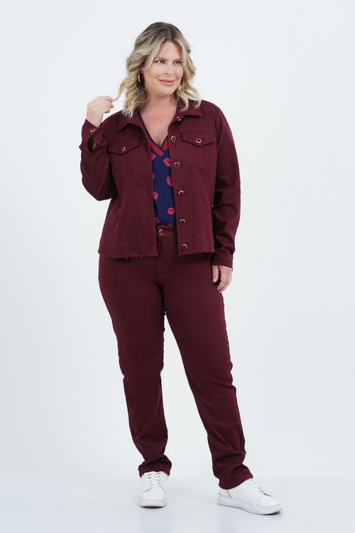 Calça Plus Size Feminino Skinny Sarja Bosque