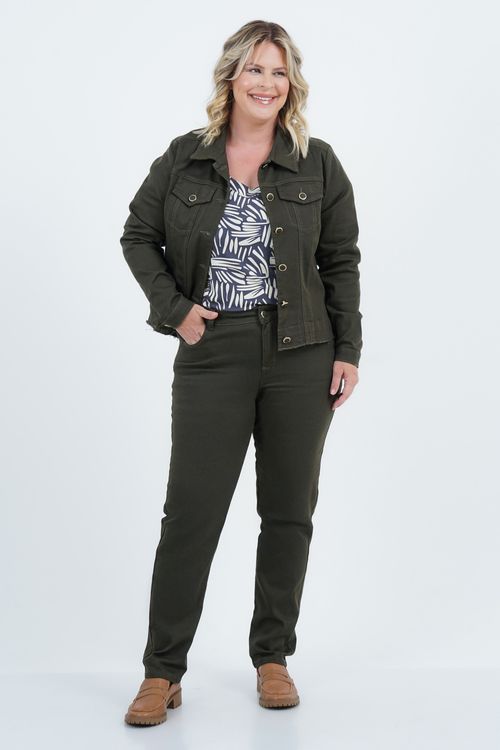 Calça Plus Size Feminino Skinny Sarja Bosque