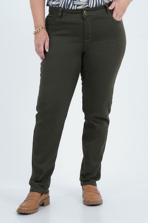Calça Plus Size Feminino Skinny Sarja Bosque