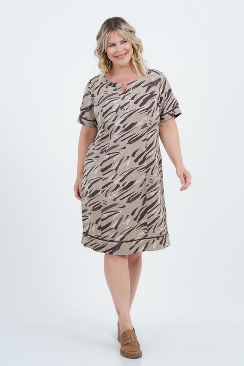 Vestido Plus Size Feminino Médio Linho Barroco