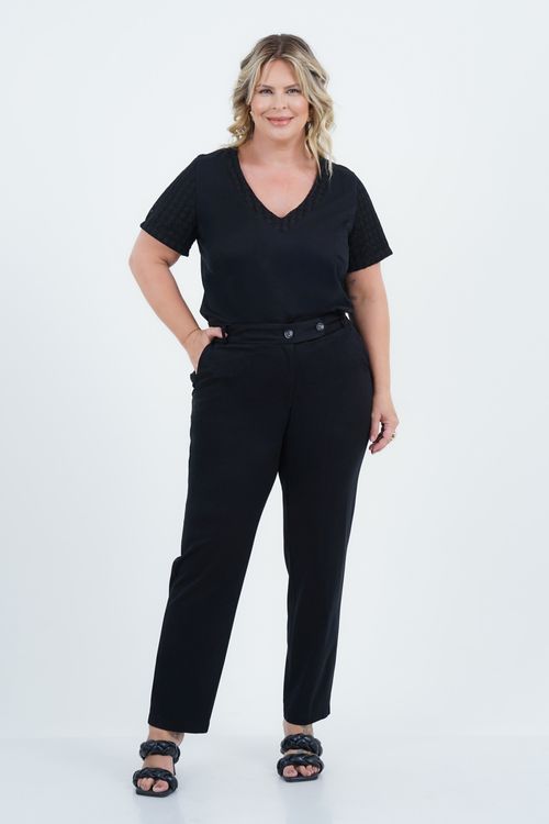 Calça Plus Size Feminino Reta Trama