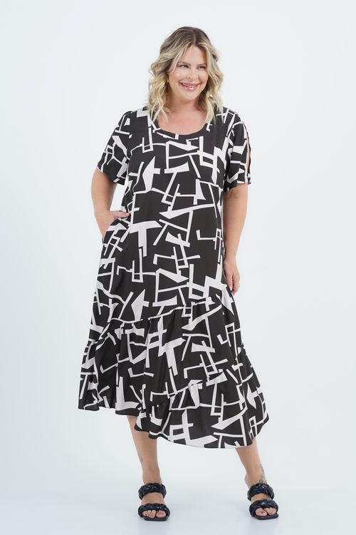 Vestido Plus Size Feminino Midi Aresta