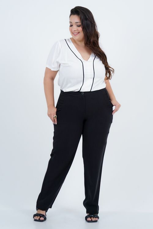 Blusa Plus Size Feminino Manga Curta Viés