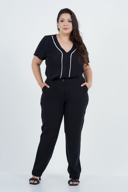 Blusa Plus Size Feminino Manga Curta Viés