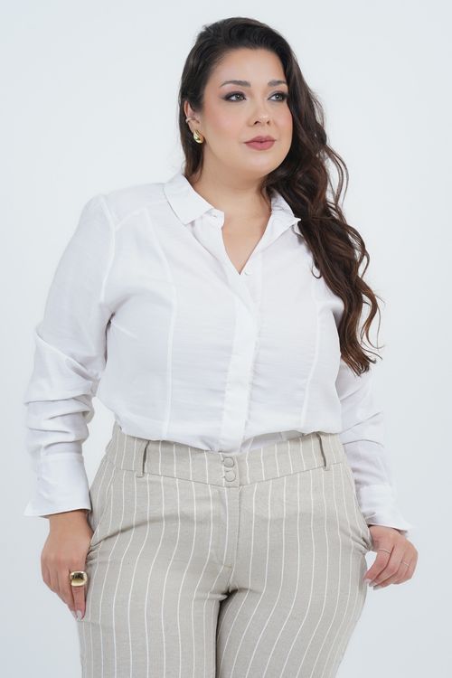Camisa Plus Size Feminino Manga Longa Atemporal
