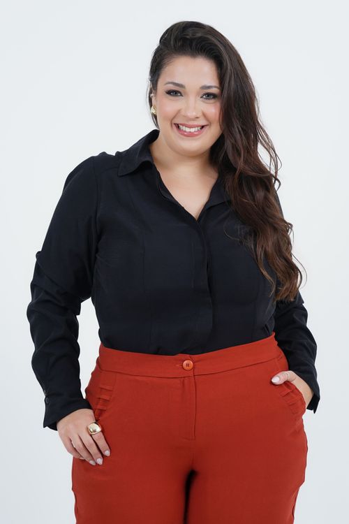 Camisa Plus Size Feminino Manga Longa Atemporal