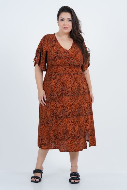 Vestido Plus Size Feminino Midi Pantera