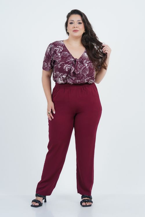 Blusa Plus Size Feminino Manga Curta Adorno