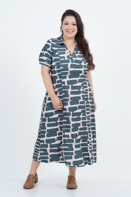Vestido Plus Size Feminino Midi Pintura