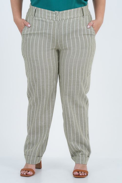 Calça Plus Size Feminino Reta Linho Destino