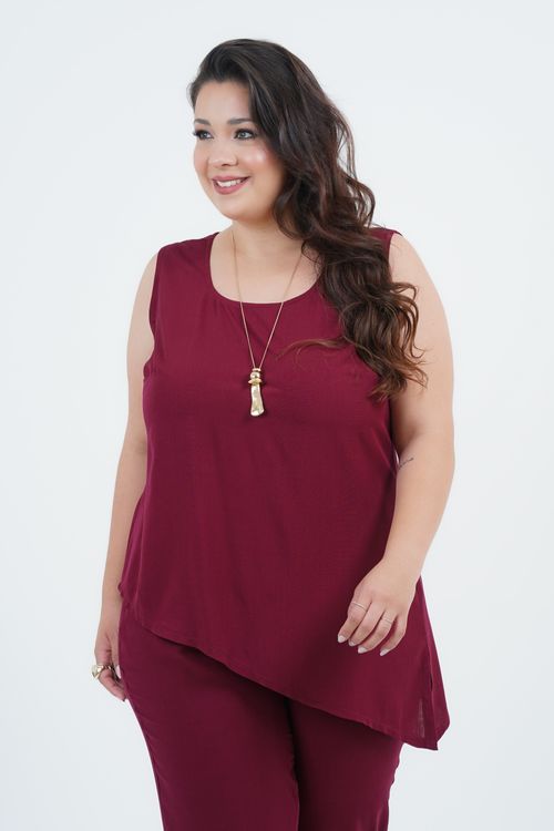 Blusa Plus Size Feminino Assimetria