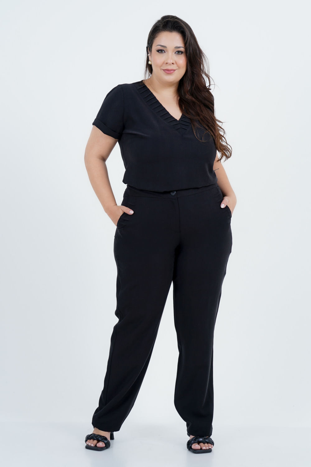 Blusa Plus Size Feminino Manga Curta Raízes