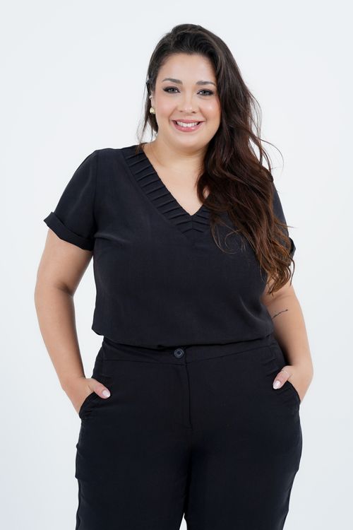Blusa Plus Size Feminino Manga Curta Raízes
