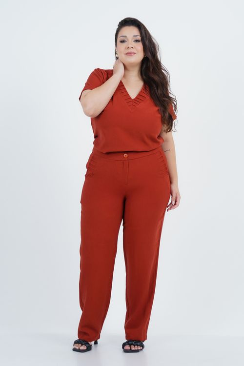 Blusa Plus Size Feminino Manga Curta Raízes