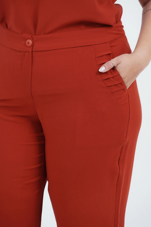 Calça Plus Size Feminino Reta Raízes