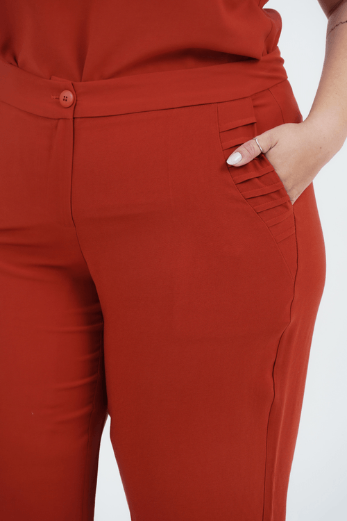 Calça Plus Size Feminino Reta Raízes