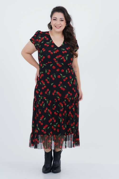 Vestido Plus Size Feminino Midi Tule Desejo