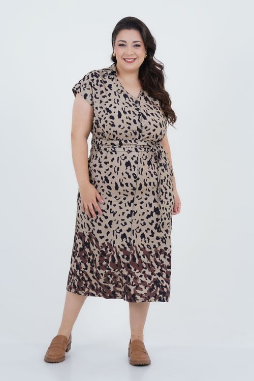 Vestido Plus Size Feminino Midi Esbelto