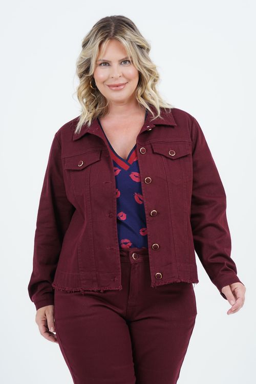 Jaqueta Plus Size Feminino Manga Longa Sarja Bosque