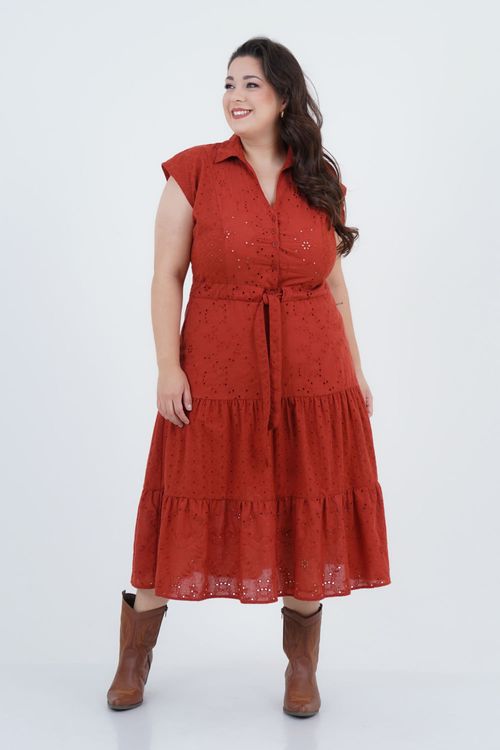 Vestido Plus Size Feminino Midi Laise União